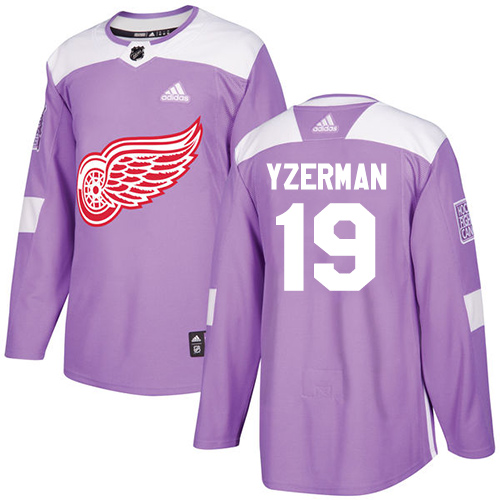Adidas Red Wings #19 Steve Yzerman Purple Authentic Fights Cancer Stitched Youth NHL Jersey